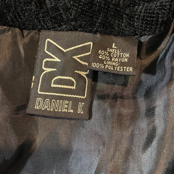 Vintage Daniel K Velvet Floral Embroidered Coat Size L Black. - Picture 9 of 10